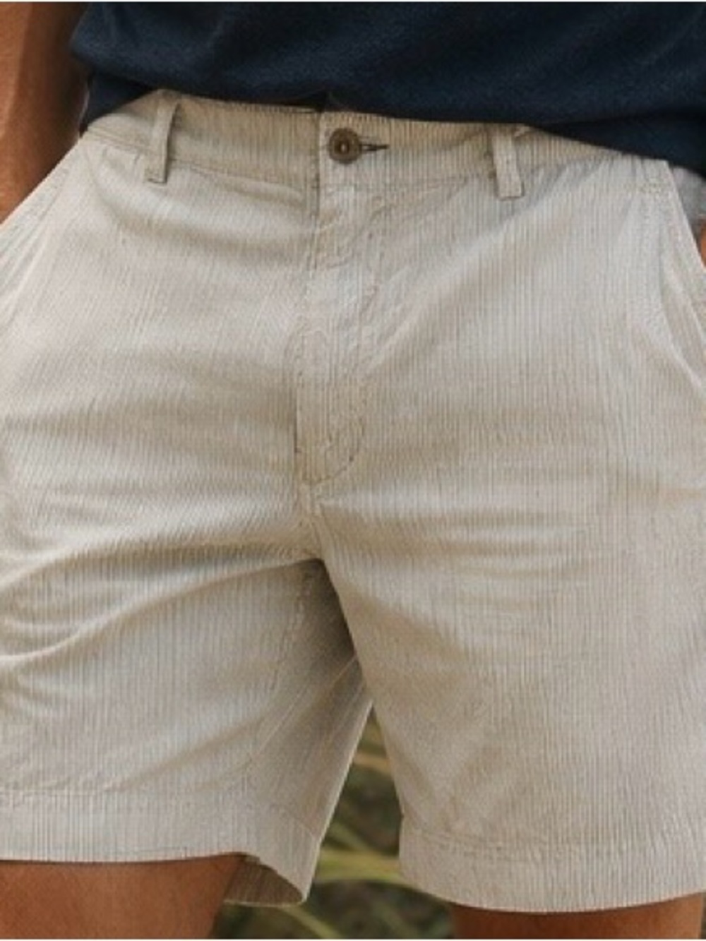 Banana Republic Beige Pinstriped Cotton-Blend Chino Shorts